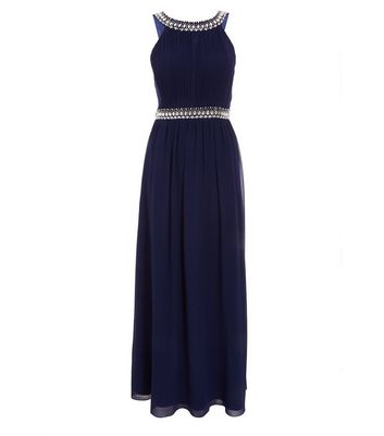 quiz chiffon embellished high neck maxi dress