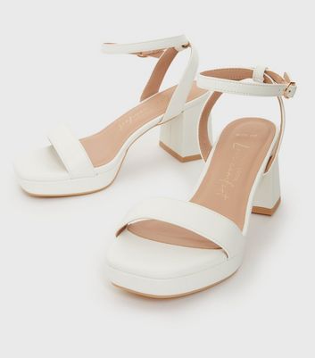 white block heel sandals new look