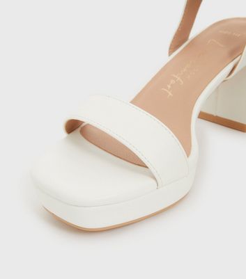 shop for Wide Fit White Block Heel Chunky Sandals New Look Vegan at Shopo