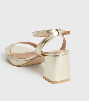 Merisa Rose Gold, Wide-Fit Mid-Block-Heel Sandals | Dune London