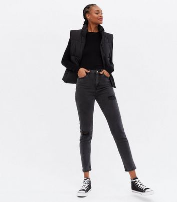 Tall Black Dark Wash Ripped High Waist 