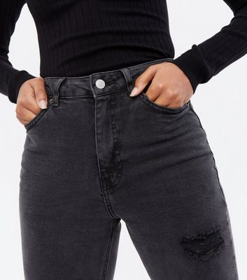 Tall Black Dark Wash Ripped High Waist 