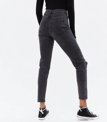 high waisted dark wash mom jeans