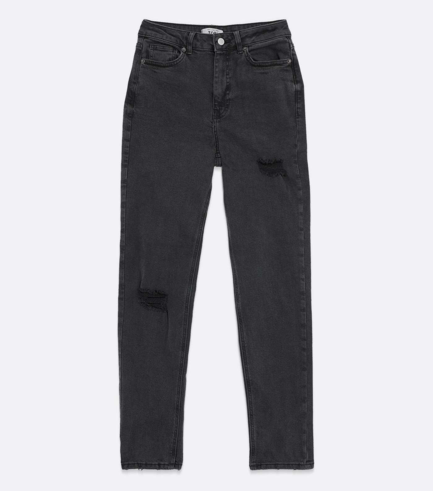 Tall Black Dark Wash Ripped High Waist Tori Mom Jeans Image 5