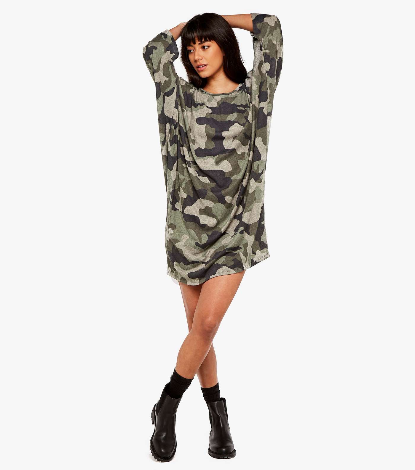 Apricot Green Camo Cocoon Dress Image 2