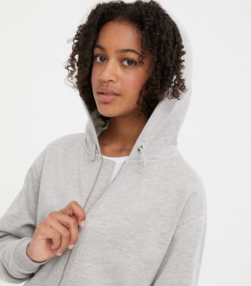 Girls Grey Long Zip Hoodie | New Look