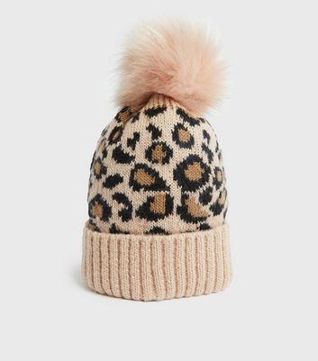 animal print bobble hat