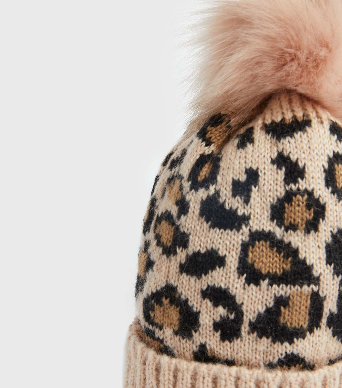 Brown Leopard Print Faux Fur Bobble Hat Image 3