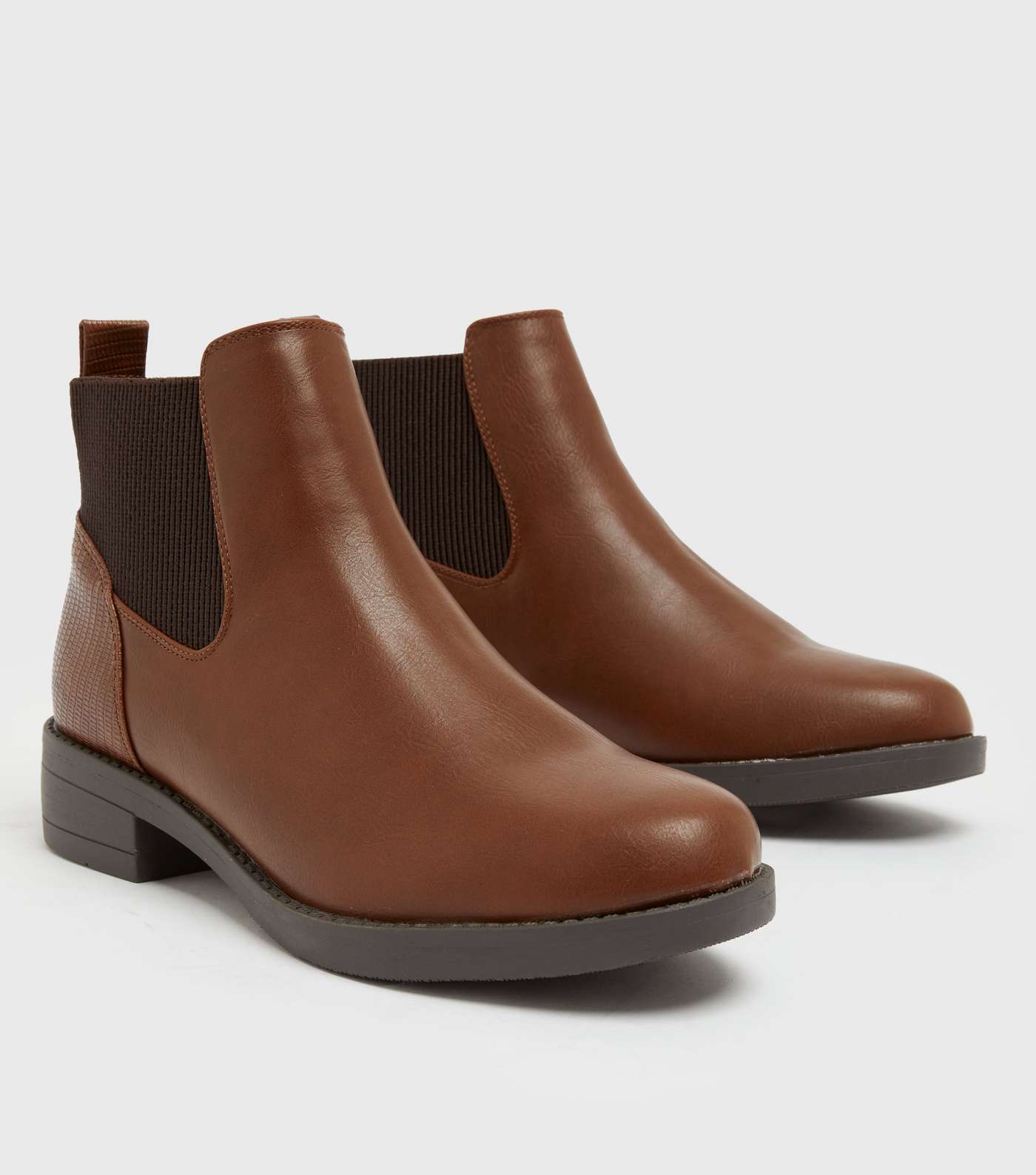 Girls Tan Round Toe Chelsea Boots Image 3