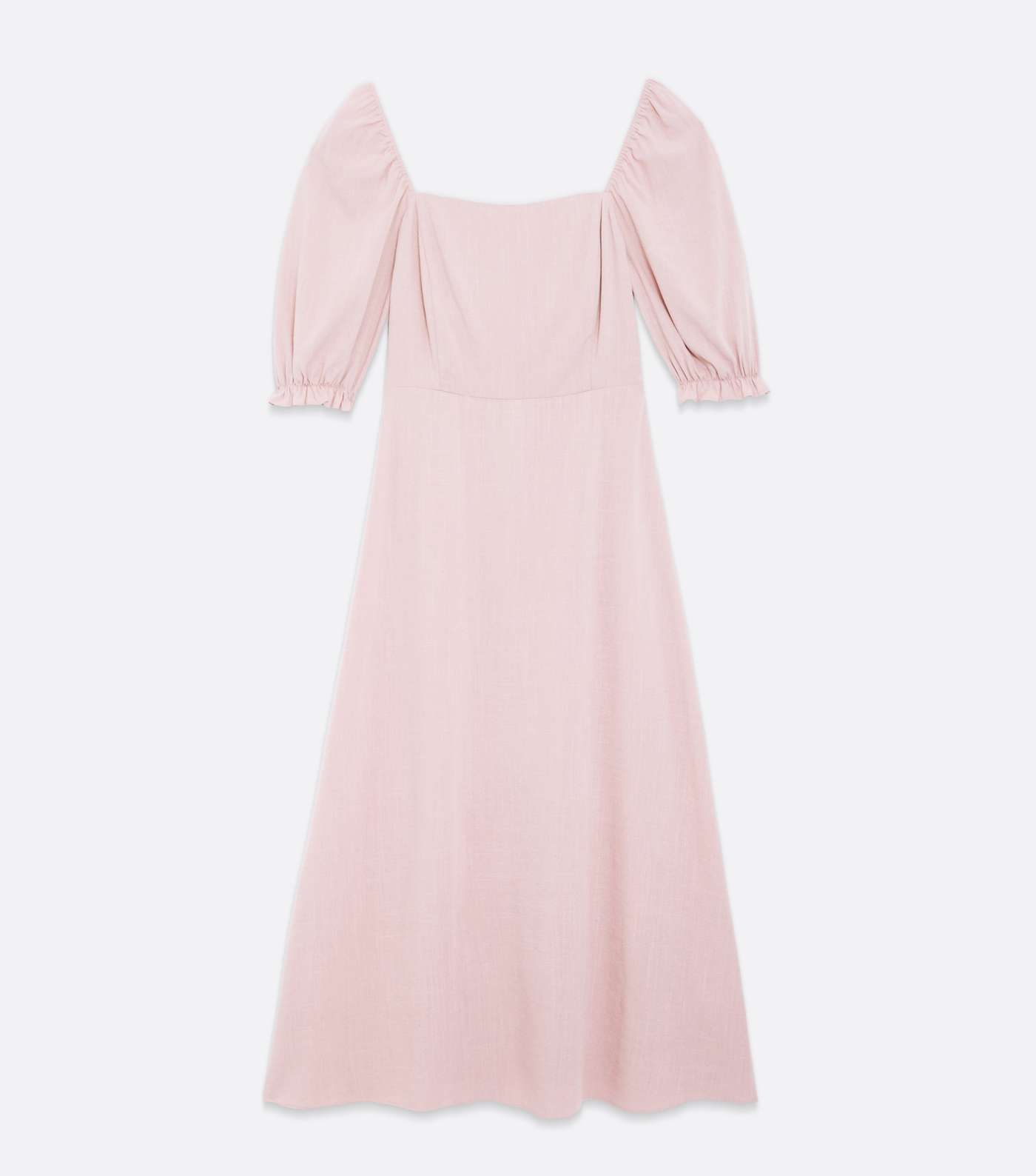 Pink Linen Look Square Neck Midi Dress Image 5