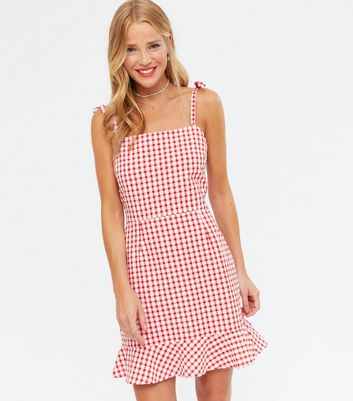 red gingham mini dress