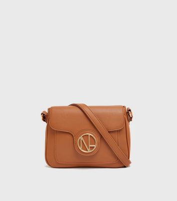 Tan Leather Look Logo Cross Body Bag New Look