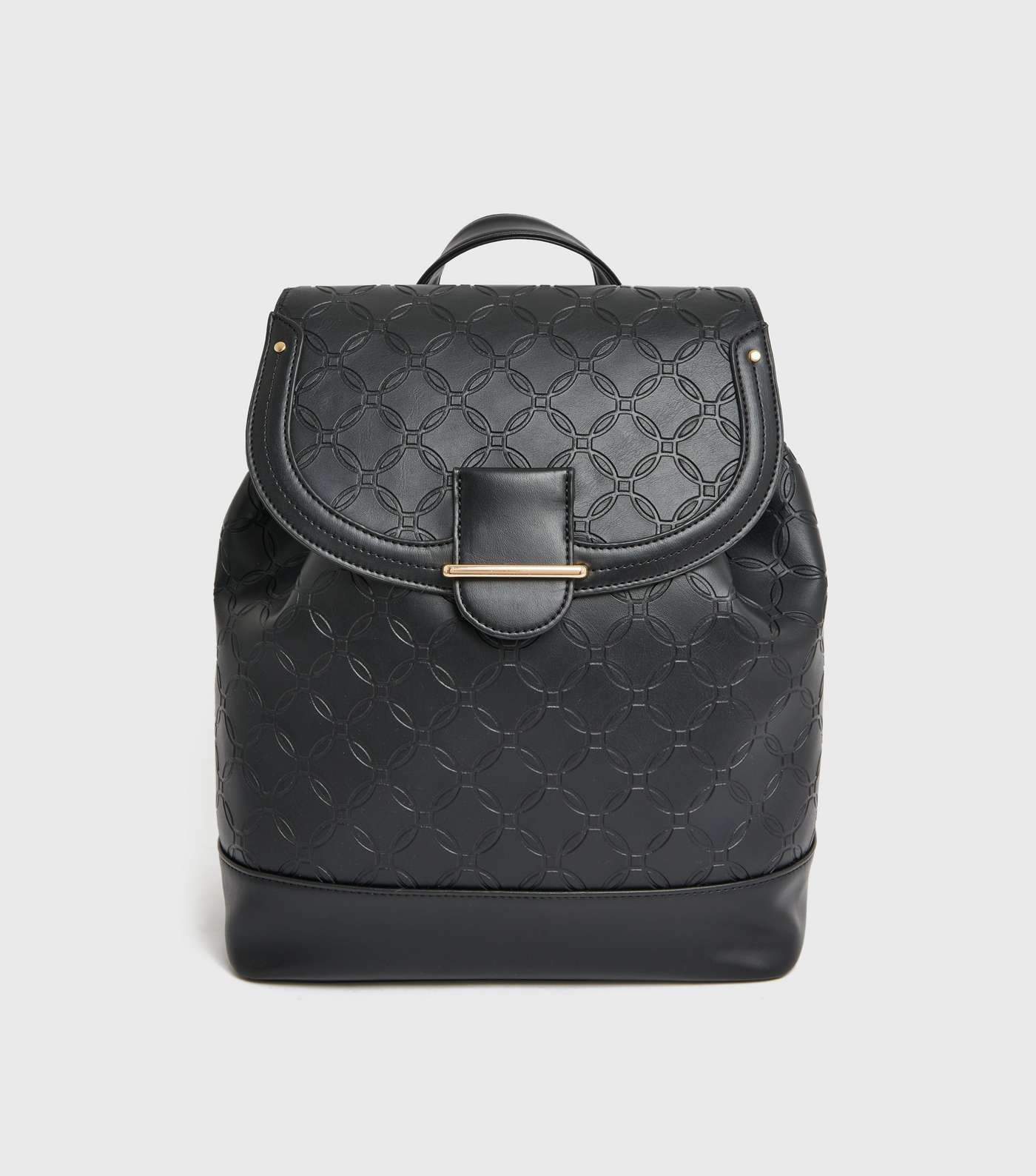 Black Embossed Drawstring Backpack