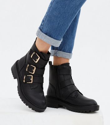 Girls black best sale biker boots