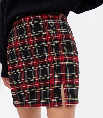 red and green plaid mini skirt