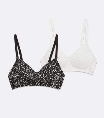 Maternity 2 Pack Black and White Animal Print Bras New Look