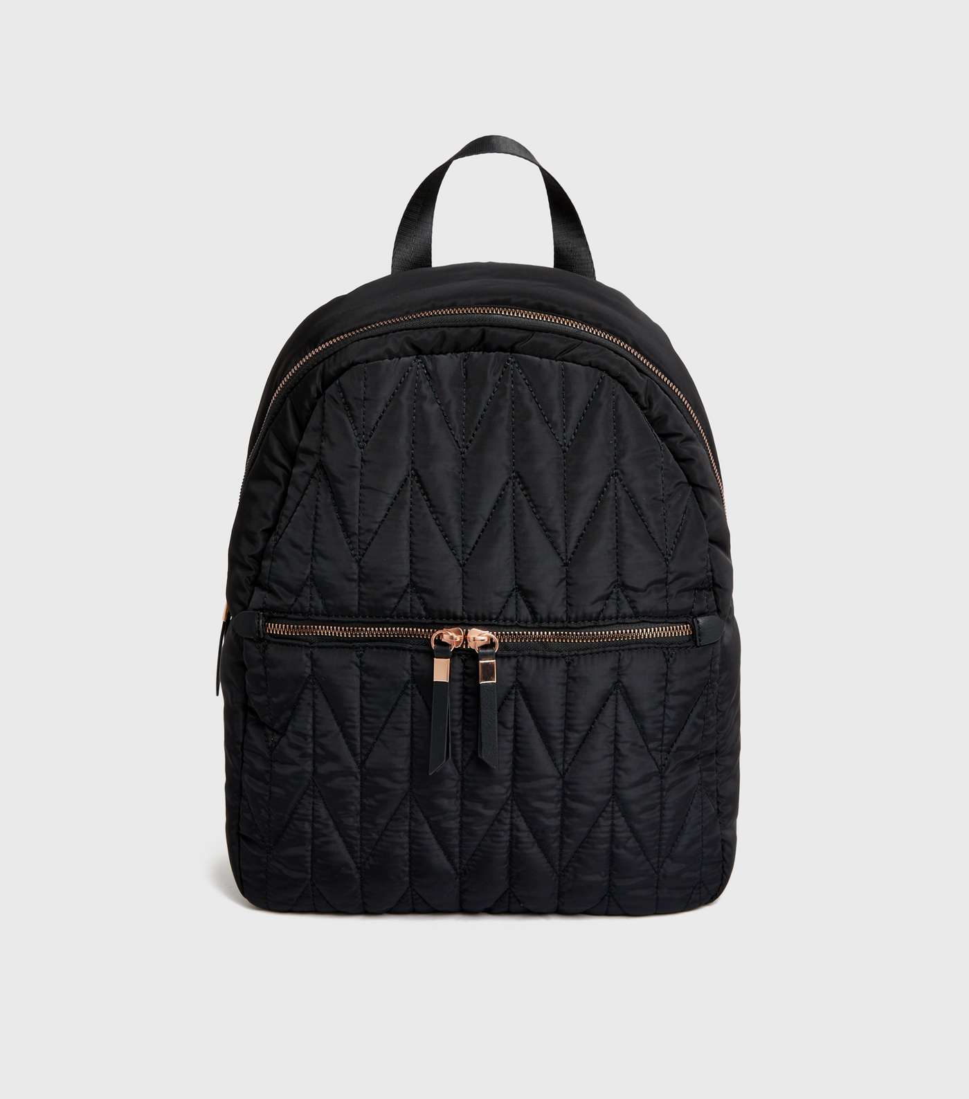 Black Quilted Zip Pocket Backpack