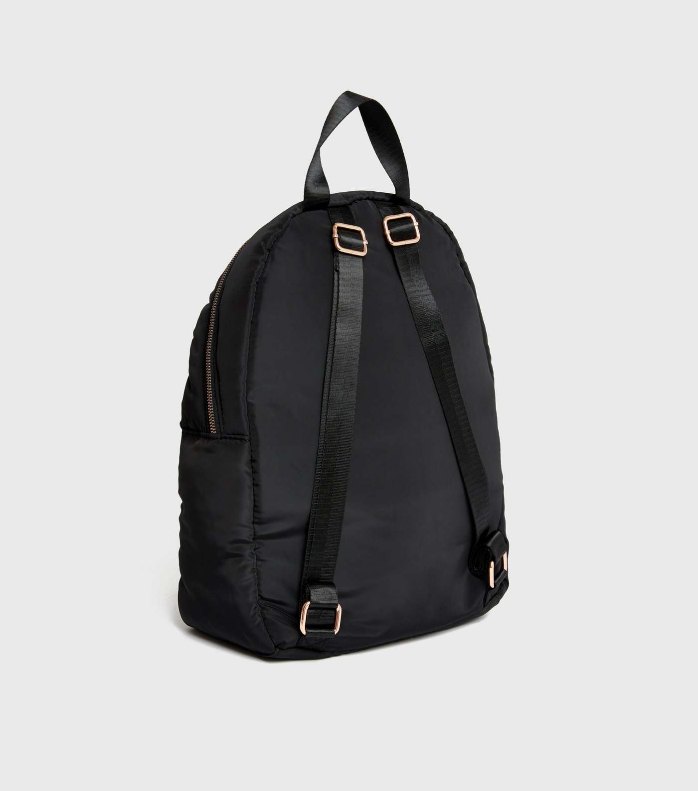 Black Quilted Zip Pocket Backpack Image 3