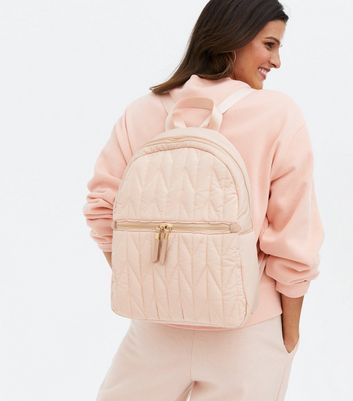 New Fashionable Women’s popular Synthetic Leather Quilted Backpack - Blush Color-NWT