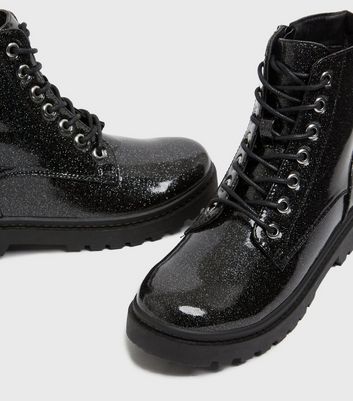 Girls black shiny on sale boots