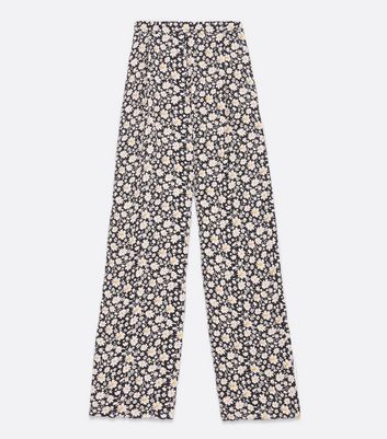 Black Daisy Wide Leg Trousers | New Look
