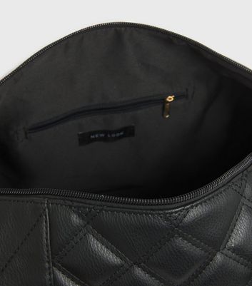 Black Quilted Leather-Look Weekend Bag 