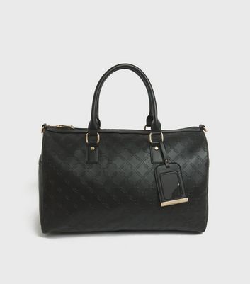 Damen Accessoires Black Leather-Look Embossed Weekend Bag