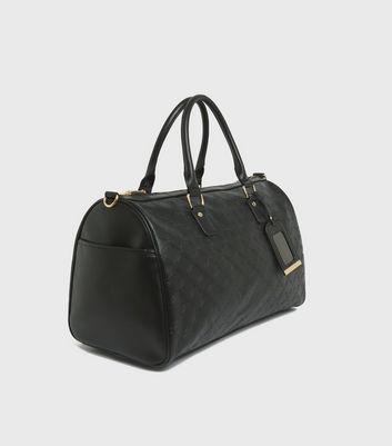 Damen Accessoires Black Leather-Look Embossed Weekend Bag