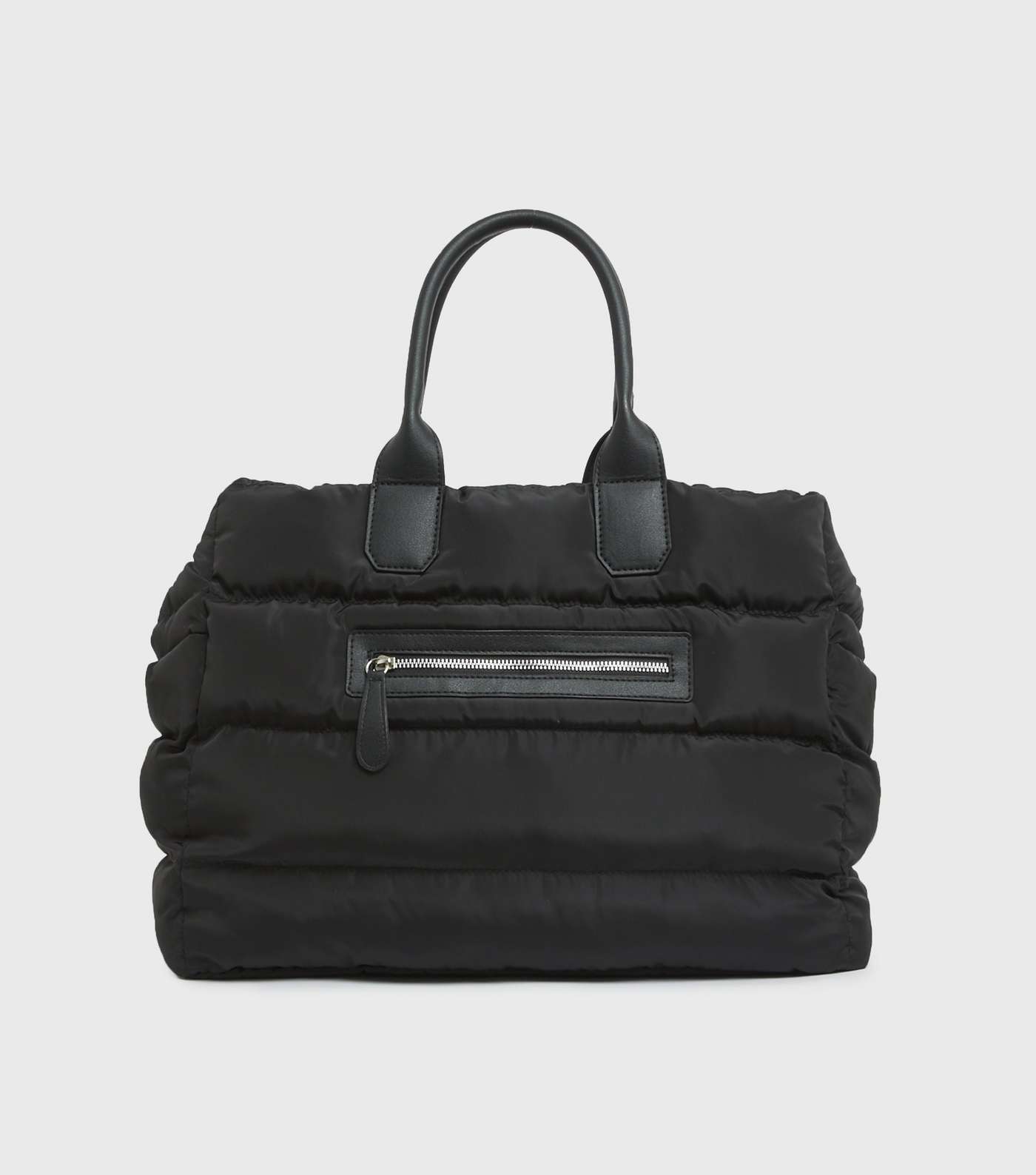 Black Quilted Zip Front Weekend Bag