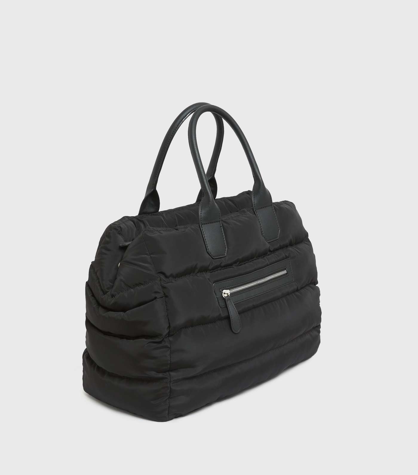 Black Quilted Zip Front Weekend Bag Image 3