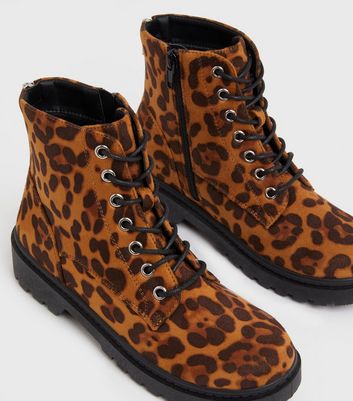 lace up leopard boots