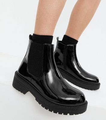 Girl black store patent boots