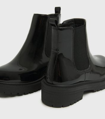 Click to view product details and reviews for Girls Black Patent Chunky Chelsea Boots New Look Vegan.