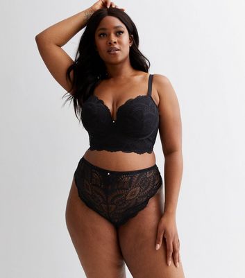 Curves Black Scallop Lace Thong