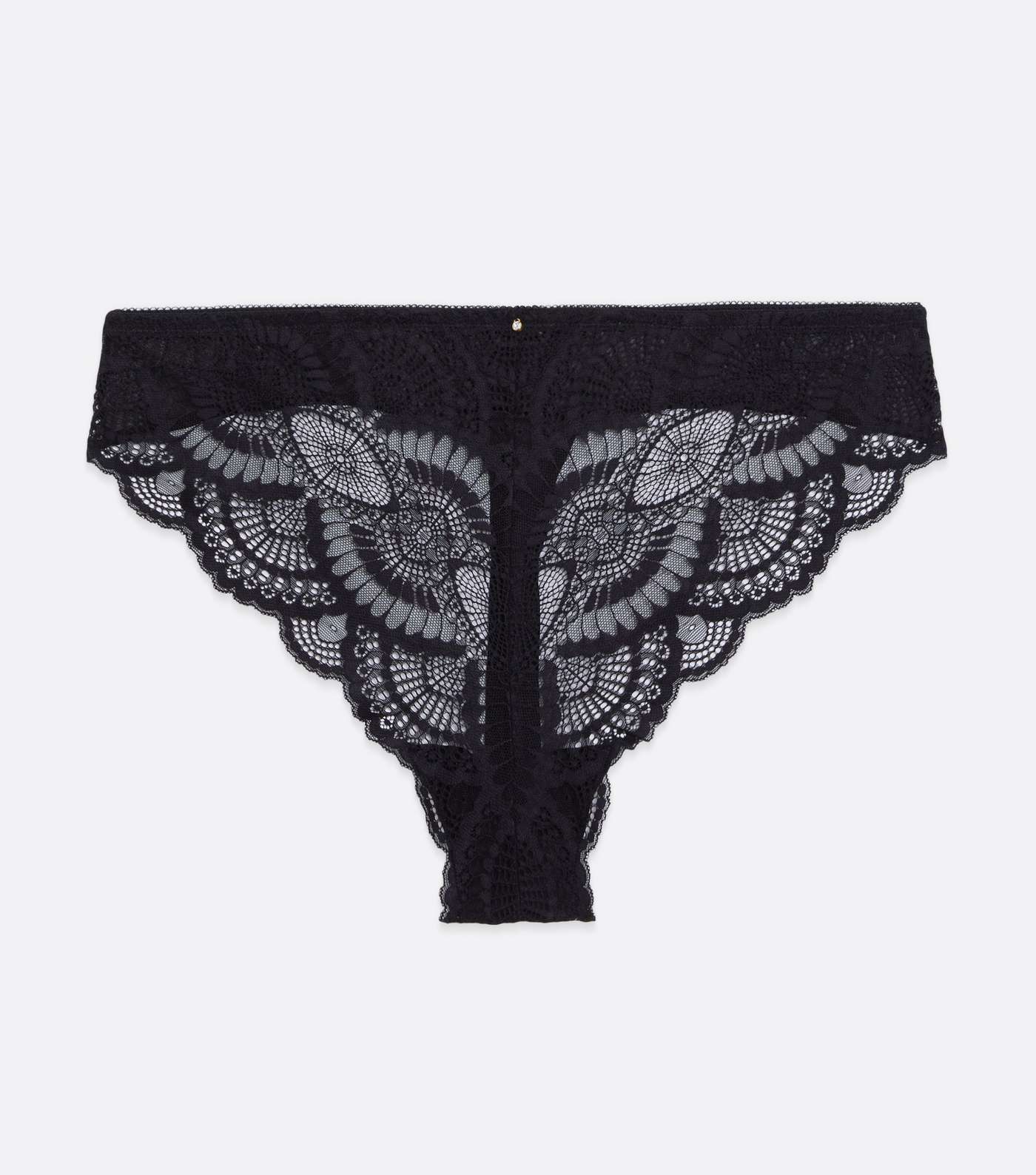 Curves Black Scallop Lace Thong Image 5