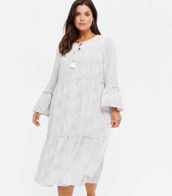 Yumi Curves White Spot Tiered Dress