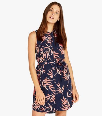 apricot tropical palm dress