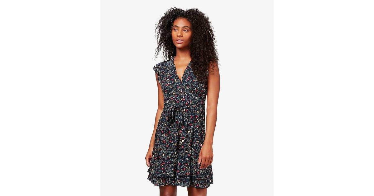 apricot navy floral dress