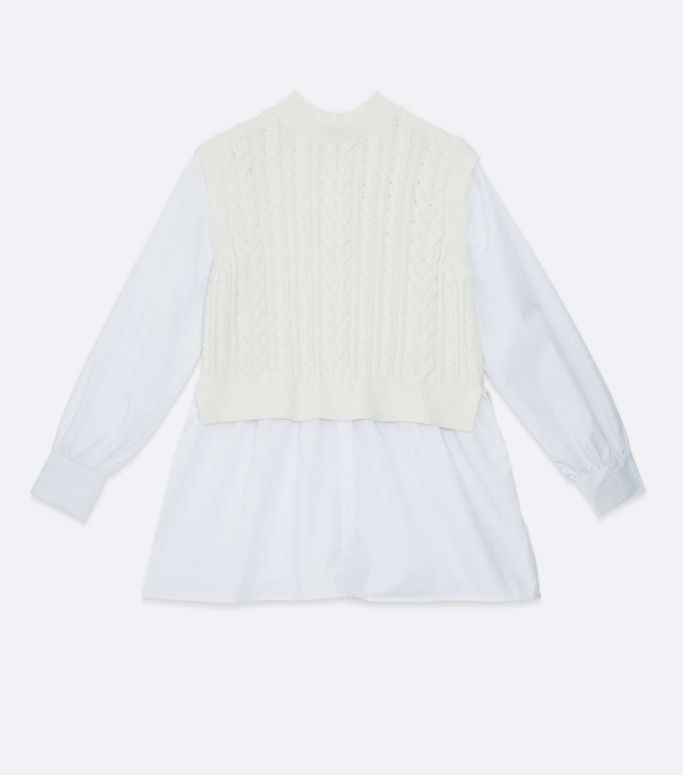 Petite Cream Cable Knit 2-in-1 Vest Jumper Shirt Image 5