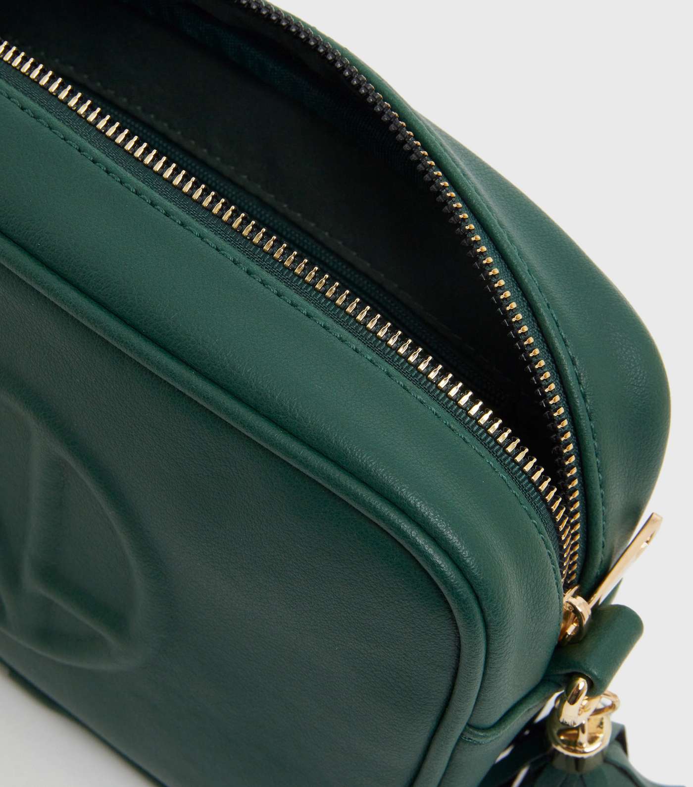 Dark Green Leather-Look Embossed Cross Body Bag Image 4