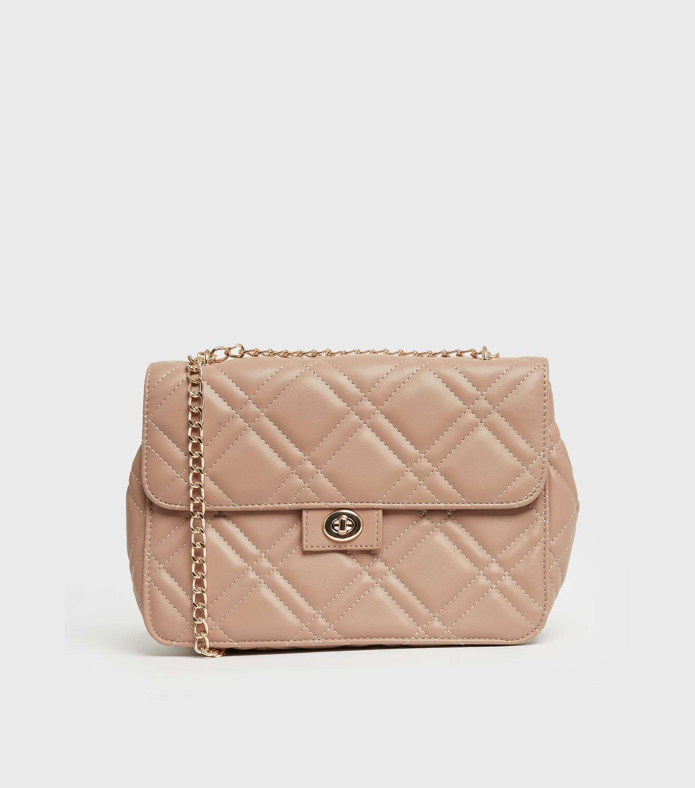 Mink Quilted Chain Strap Cross Body Bag