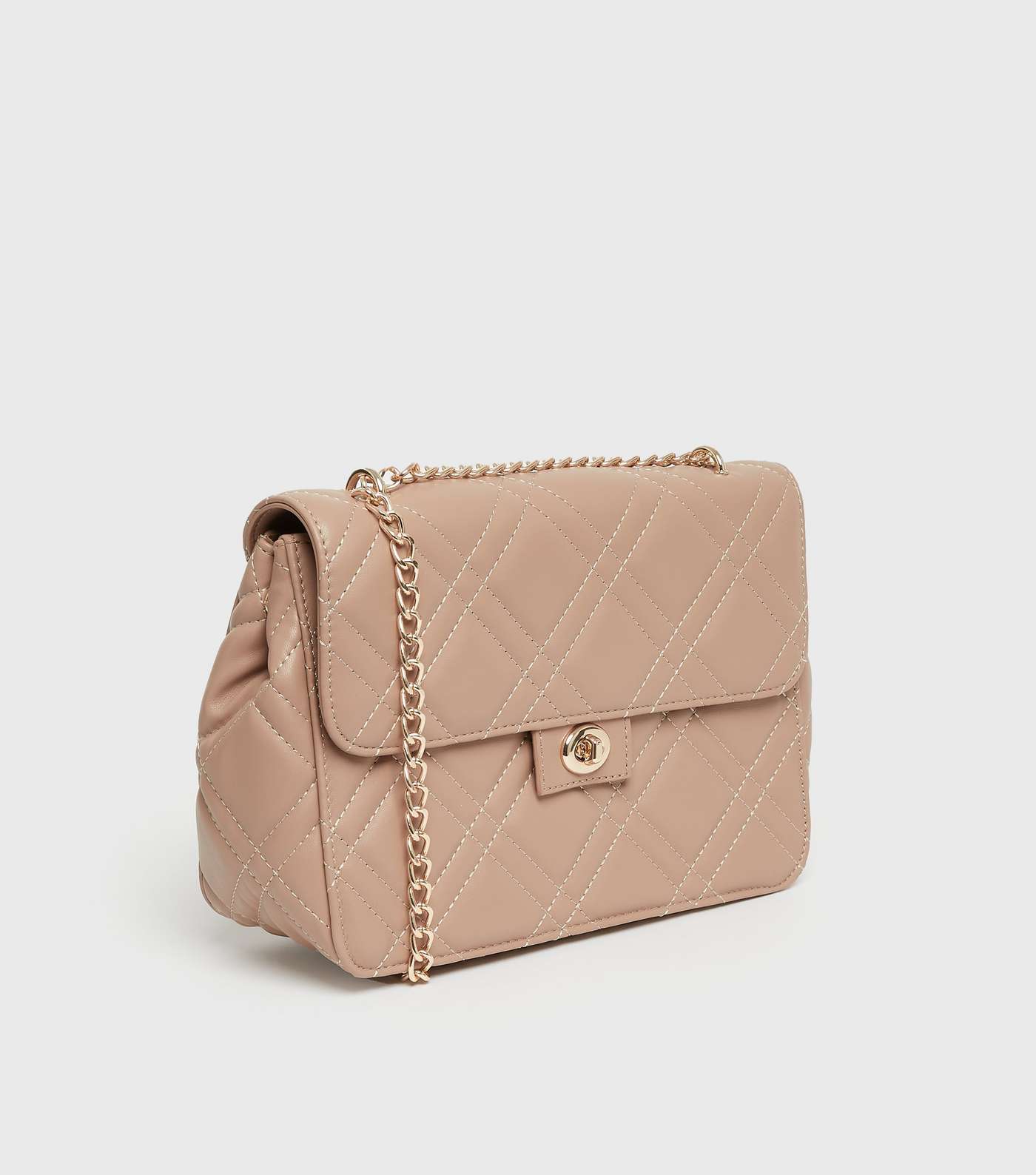 Mink Quilted Chain Strap Cross Body Bag Image 3