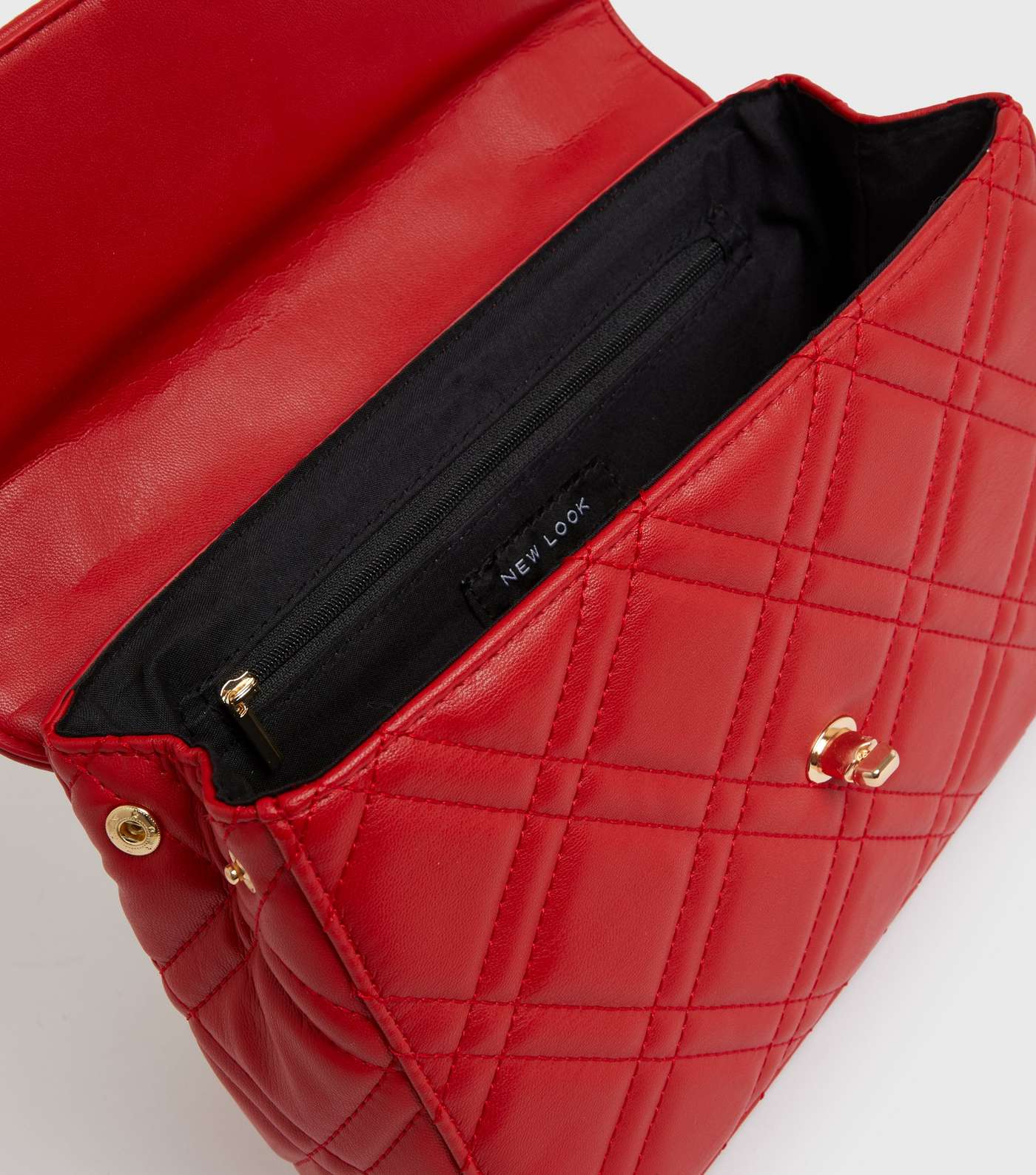 Red Quilted Chain Strap Cross Body Bag Image 4