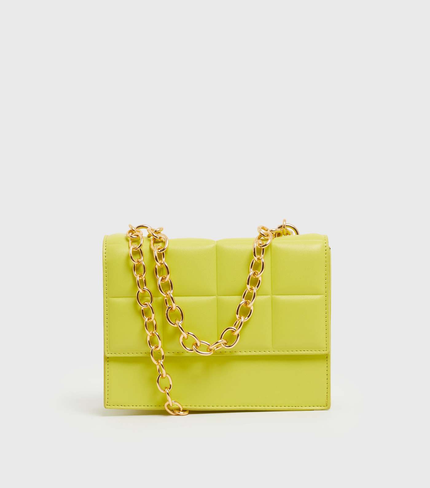 Green Quilted Leather-Look Chain Shoulder Bag