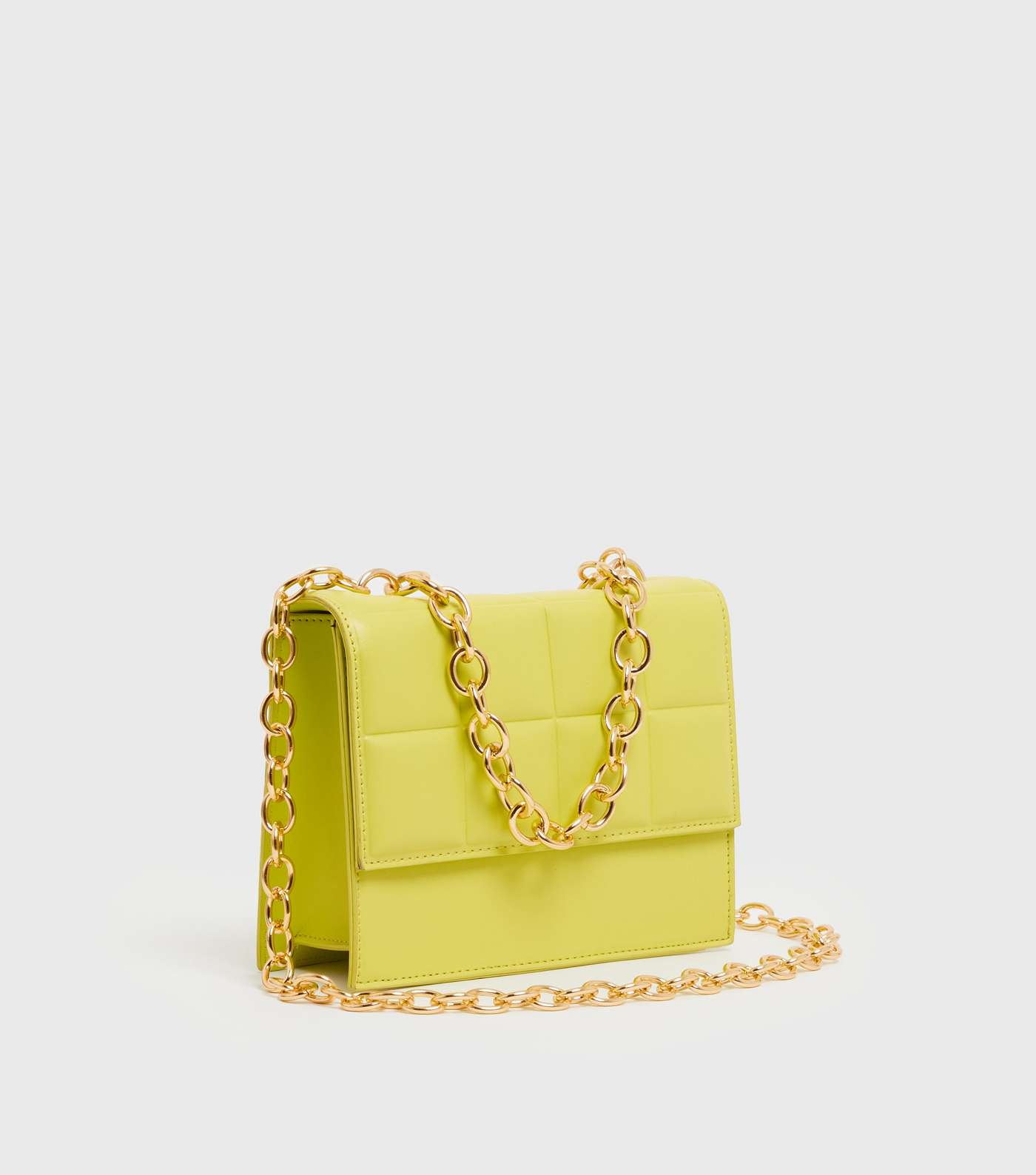 Green Quilted Leather-Look Chain Shoulder Bag Image 3