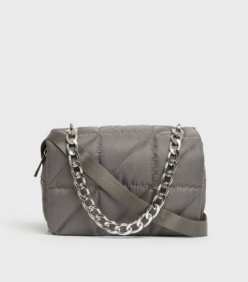 grey quilted bag