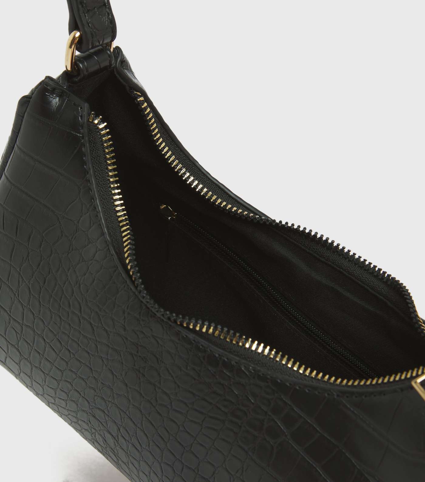 Black Faux Croc Shoulder Bag Image 4