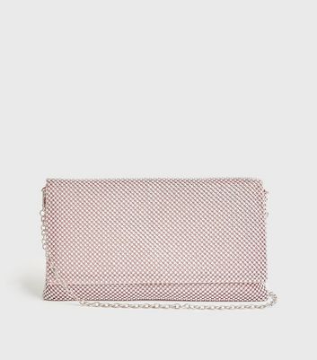 Pink diamante hot sale clutch bag