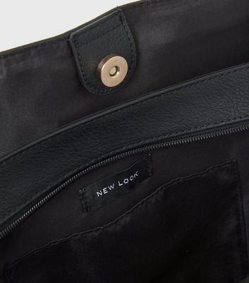 shop for Black Leather-Look Zip Tote Bag New Look at Shopo