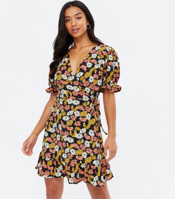 petite black floral dress